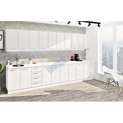 Готова кухня Комфорт Фарбований високий глянець 3.9 метра Білий-0