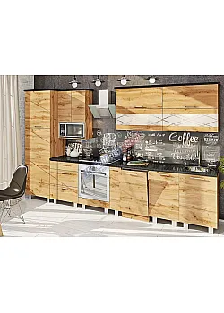 Готовая кухня Комфорт Эко 340 см прямая Дуб золотой 1