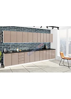 Готовая кухня Комфорт Хай-тек 4,0 м Медовый