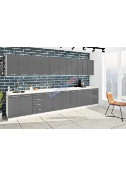 Готова кухня Комфорт Фарбований високий глянець 4,0 м Графіт