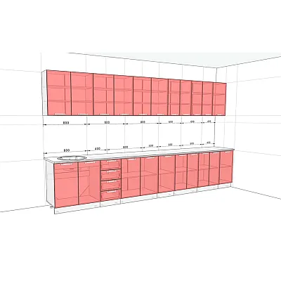 Готова кухня Комфорт Еко 4 метра пряма Графіт, Дуб білений-1