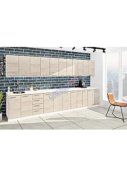 Готовая кухня Комфорт Эко 400 см прямая дуб беленый