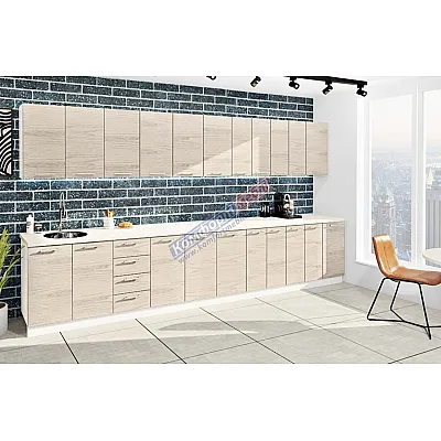 Готова кухня Комфорт Еко 400 см пряма дуб білений-0