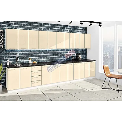 Готовая кухня Комфорт Хай-тек 4,0 м Крем-0