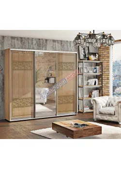Шафа купе 2.4 метра Комфорт "Валенсія" глянець тридверна дуб сонома