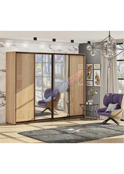 Шафа-купе 3000 мм Комфорт "ДСП" глянець 4 дверна дуб аппалачі