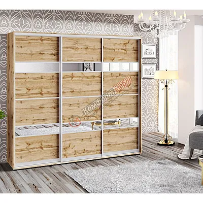 Шкаф купе 1.8 м Комфорт "Модель 5" 3 дверный дуб золотой-0