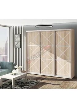 Шафа-купе 1,8 м Комфорт "Прованс" глянець 3 дверна дуб натуральний