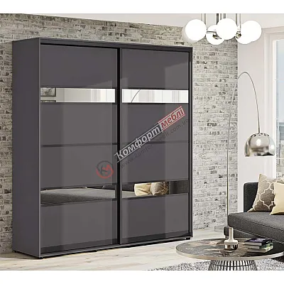 Шафа купе 1.4 м Комфорт "Модель 5" дводверна кольору антрацит-0