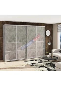 Шкаф-купе 2,8 м Комфорт "Из 4-х частей" четырехдверный бетон