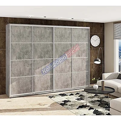 Шафа-купе 2,8 м Комфорт "З 4-х частин" чотиридверна бетон-0