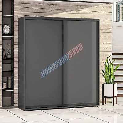 Шафа купе 1.8 м Комфорт "ДСП" 2 дверна асфальт-0