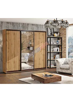 Шкаф-купе 2,7 метра Комфорт "ДСП" 3х дверный в цвете дуб золотой