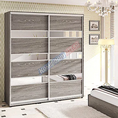 Шафа купе 190 см Комфорт "Модель 4" 2 дверна у кольорі дуб трюфель-0