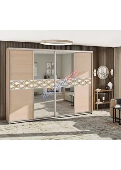 Шафа-купе 2.8 м Комфорт "Модель 2" з дзеркалом 4 дверна дуб сонома