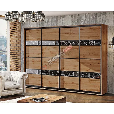 Шафа купе 3.4 метра Комфорт "Модель 5" 4х дверна дуб золотий-0