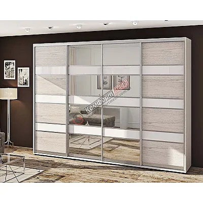 Шафа-купе 3,2 м Комфорт "Модель 4" з дзеркалом 4 дверна білений дуб-0