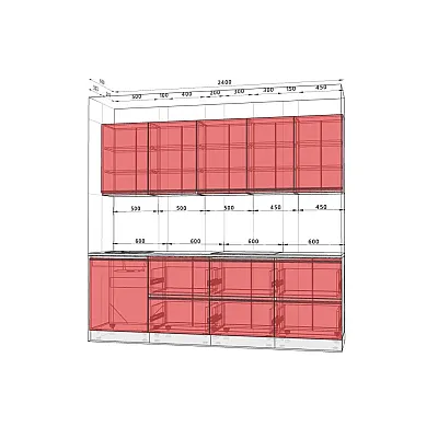 Готова кухня Комфорт Sigma ручка 2,4 метра Білий, Дуб золотий-1