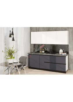 Готовая кухня Комфорт Эко 2.2 м прямая Белый, Графит темный