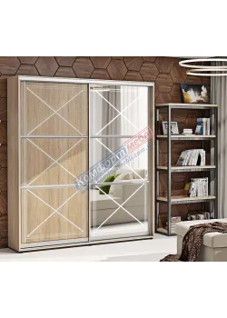Шафа купе 1.6 м Комфорт "Прованс" глянець 2 дверна дуб сонома
