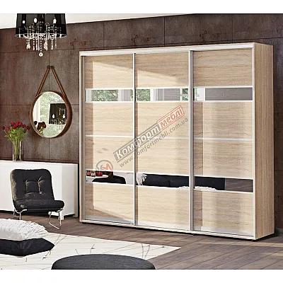 Шафа купе 2.4 метра Комфорт "Модель 5" тридверна дуб натуральний-0