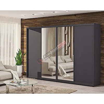 Шафа купе 3.4 метра Комфорт "ДСП" з дзеркалом 4х дверна графіт-0