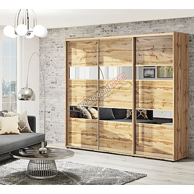 Шафа-купе 1,8 м Комфорт "Модель 3" тридверна колір дуб золотий-0