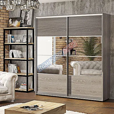 Шкаф купе 140 см Комфорт "Модель 8" 2 дверный дуб трюфель-0