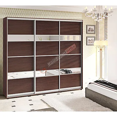Шафа купе 250 см Комфорт "Модель 5" тридверна колір венге-0