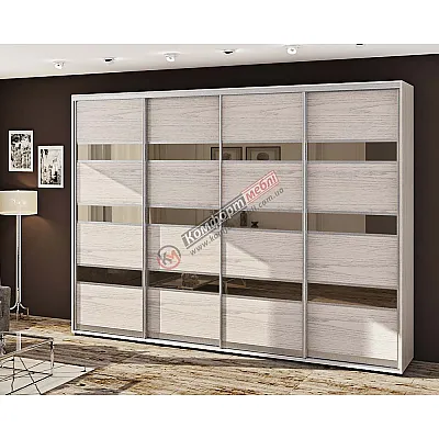 Шафа-купе 2,8 м Комфорт "Модель 4" 4 дверна дуб білений-0