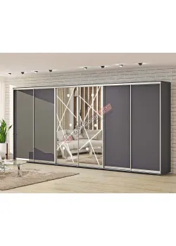 Шафа купе 5.2 метра Комфорт "ДСП" 6 дверна графіт