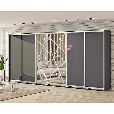 Шафа купе 5.2 метра Комфорт "ДСП" 6 дверна графіт-0