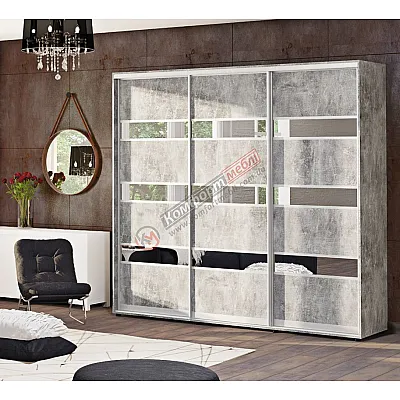 Шафа купе 270 см Комфорт "Модель 4" тридверна бетон світлий-0