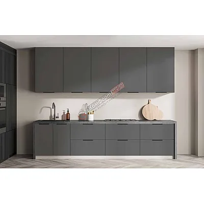 Готова кухня Комфорт Лофт 2,4 метра фарбований МДФ Графіт світлий-0