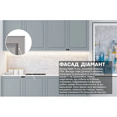 Готова кухня Комфорт Діамант 2 метра Попільний-2