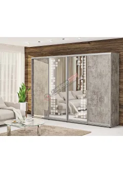 Шафа купе 3.2 метра Комфорт "ДСП" з дзеркалом чотирьохдверна бетон