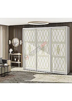 Шкаф-купе 2,2 метра Комфорт "Венеция" глянец 3 дверный дуб беленый