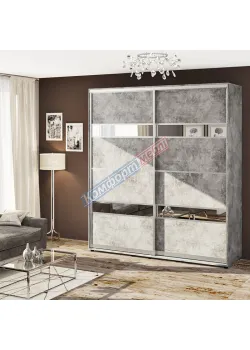 Шафа купе 90 см Комфорт "Модель 5" дводверна колір бетон