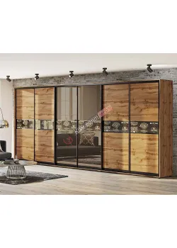 Шафа-купе 5200 мм Комфорт "Модель 2" 6 х дверна дуб золотий