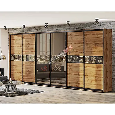 Шафа-купе 5200 мм Комфорт "Модель 2" 6 х дверна дуб золотий-0