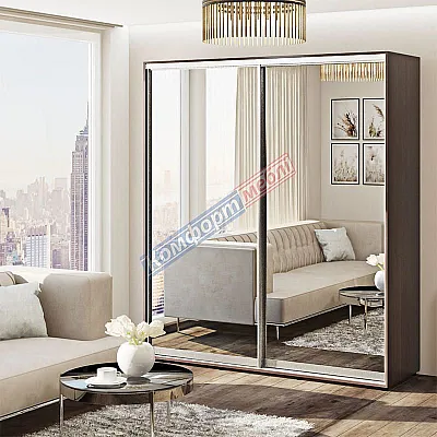 Шафа-купе 1,6 м Комфорт "Дзеркало" двохдверна венге-0