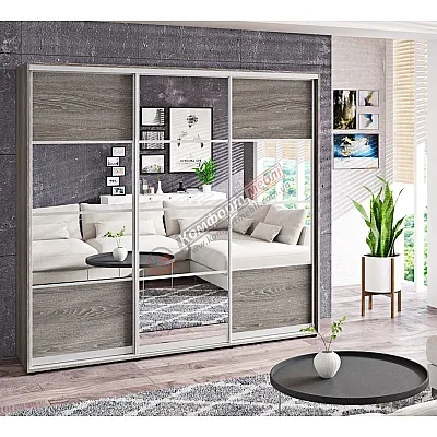 Шафа купе 2.7 м Комфорт "Модель 8" трьохдверна у кольорі дуб трюфель-0