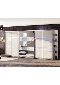 Шкаф купе 4.2 м Комфорт "Модель 3" 6х дверный беленый дуб