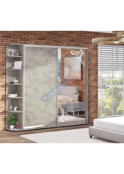 Шкаф-купе 1900 мм Комфорт "ДСП" с зеркалом 2 х дверный цвет бетон