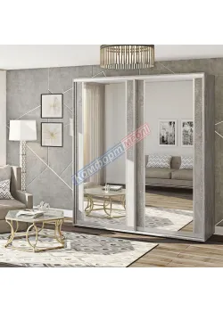 Шафа-купе 1600 мм Комфорт "Модель 7" 2 дверна Бетон світлий