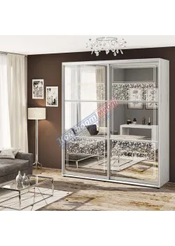 Шафа купе 90 см Комфорт "Дзеркало" 2 дверна дуб білений