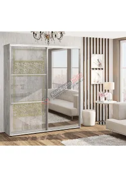 Шафа купе 1.1 м Комфорт "Валенсія" глянець 2 дверна бетон