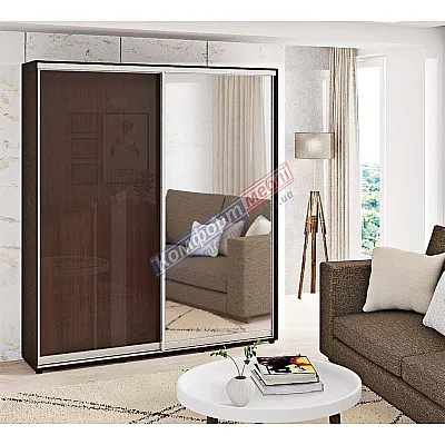 Шкаф-купе 1,4 м Комфорт "ДСП" глянец с зеркалом 2 дверный венге-0