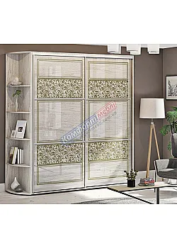 Шафа купе 200 см Комфорт "Валенсія" глянець дводверна білений дуб