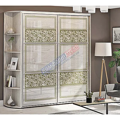 Шкаф купе 200 см Комфорт "Валенсия" глянец двухдверный беленый дуб-0